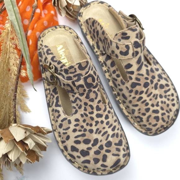 Alegria Leopard Print Women Clog Mule Nursing Shoes Sz 36 - Picture 2 of 10
